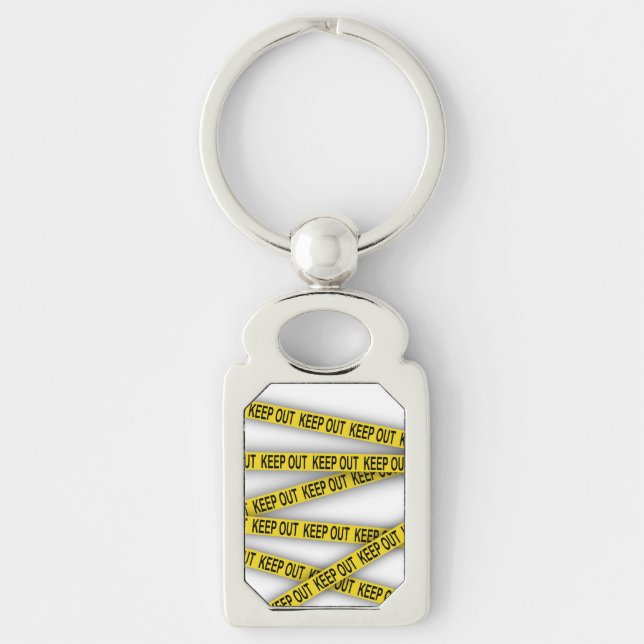 Keep out stay away do not cross police tape 3d key ring (Front)