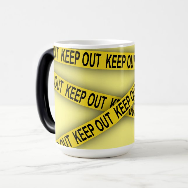 Keep out stay away do not cross police tape 3d magic mug (Front Left)