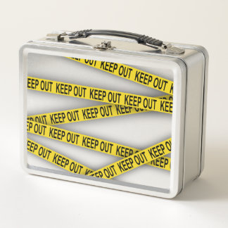 Keep out stay away do not cross police tape 3d metal lunch box