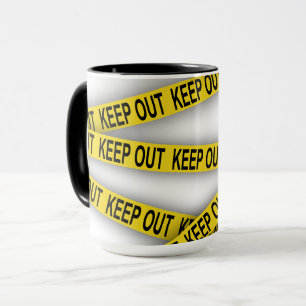 Keep out stay away do not cross police tape 3d mug