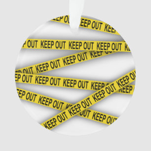 Keep out stay away do not cross police tape 3d ornament