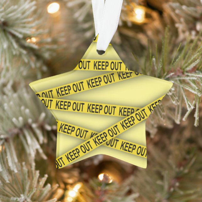 Keep out stay away do not cross police tape 3d ornament (Tree)