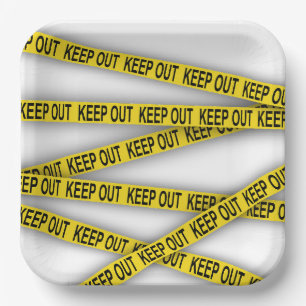 Keep out stay away do not cross police tape 3d paper plate