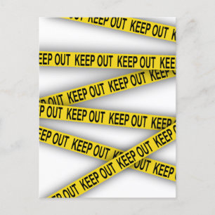 Keep out stay away do not cross police tape 3d postcard