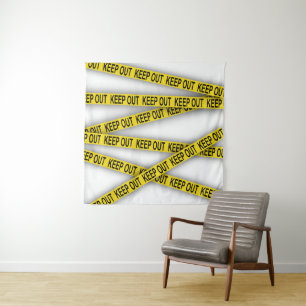 Keep out stay away do not cross police tape 3d tapestry