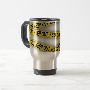 Keep out stay away do not cross police tape 3d travel mug