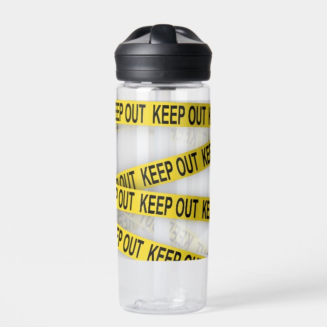 Keep out stay away do not cross police tape 3d water bottle (Front)