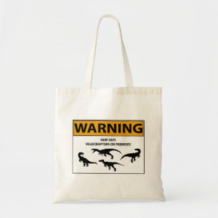 Keep Out! Velociraptor Sign Tote Bag
