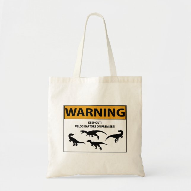 Keep Out! Velociraptor Sign Tote Bag (Front)