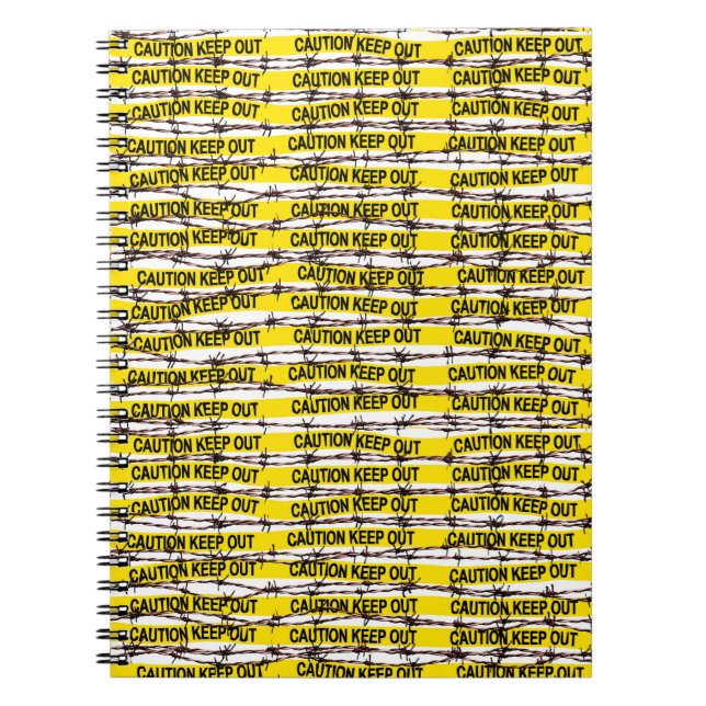 Keep Out! Yellow Tape and Barbed Wire Notebook (Front)
