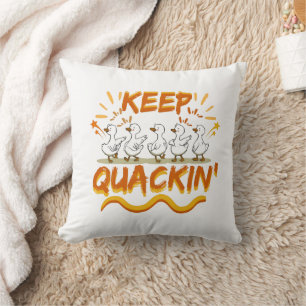 Keep Quackin' (Dancing) Funny Duck Pun Cushion