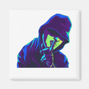 Keep Quiet Silence Please Shhh... Graphic Man Magnet
