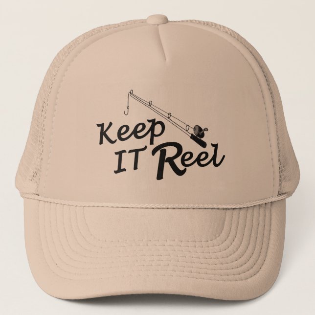 Keep  reel real fishing fish rod sport leisure hoo trucker hat (Front)
