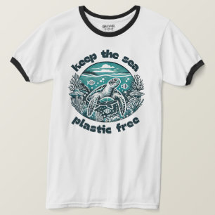 Keep Sea Plastic Free Ocean Life Ringer Tee