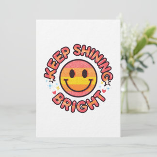 Keep Shining Bright Sticker – Retro 90s Smiley  Invitation