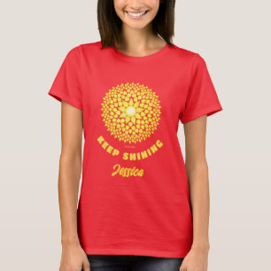 Keep Shining Bright Sun Geometrical Mandala Red T-Shirt