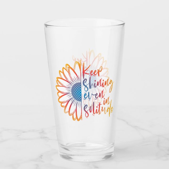 Keep Shining Quote with Sunflower  Glass (Front)