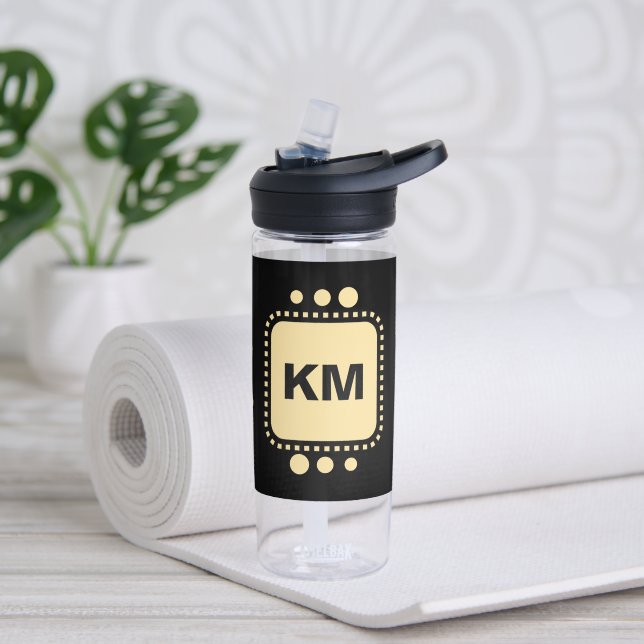 Keep smiling add initials black yellow CamelBak Water Bottle (Yoga)