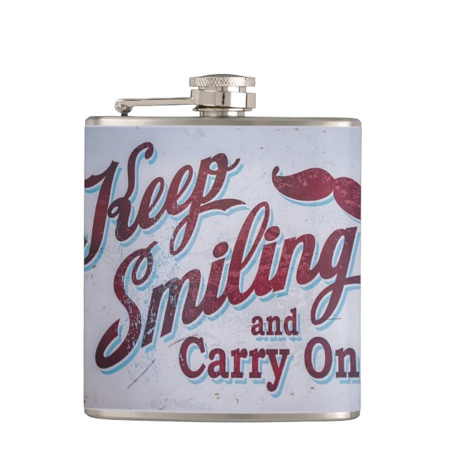 Keep smiling and carry on hip flask (Front)