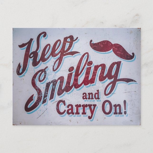 Keep smiling and carry on postcard (Front)