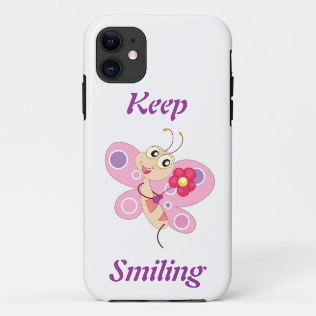 "KEEP SMILING" BUTTERFLY Case-Mate iPhone CASE (Back)