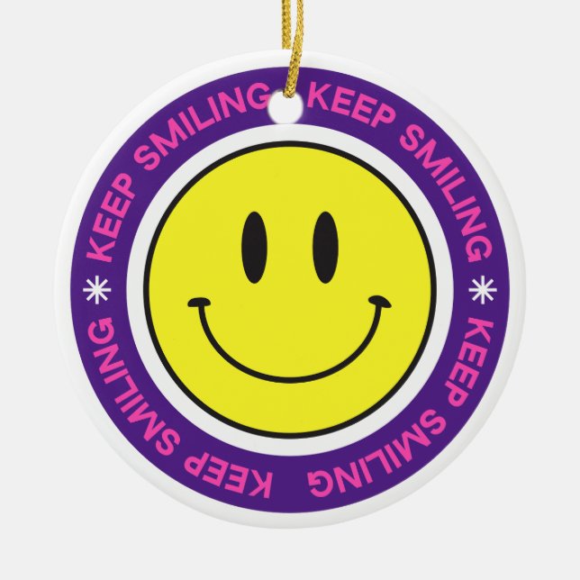 Keep Smiling Ceramic Tree Decoration (Front)
