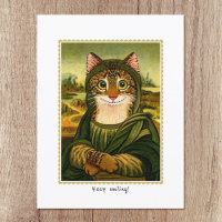 Keep Smiling Cute Mona Lisa Cat Custom