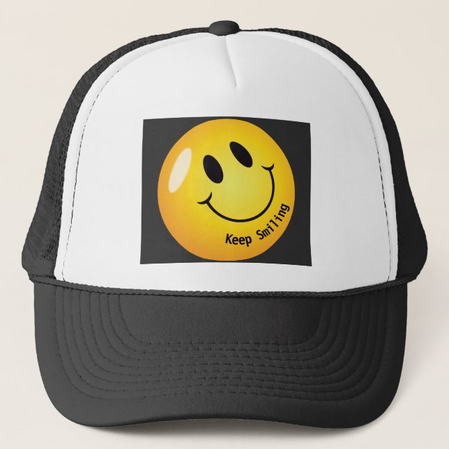 Keep Smiling Emoji Lovely Elegant Handsome-Cap Trucker Hat (Front)