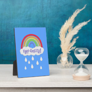 Keep Smiling   Faux Felt Rainbow Clouds and Rain Plaque