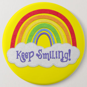KEEP SMILING! Felt Look Rainbow 6 Cm Round Badge