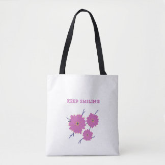 Keep Smiling Floral Tote Bag: Carry Positivity