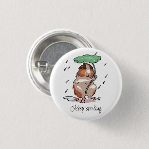 Keep Smiling Happy Guinea Pig Enjoying The Rain 3 Cm Round Badge