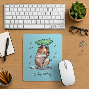 Keep Smiling Happy Guinea Pig Enjoying The Rain Mouse Mat