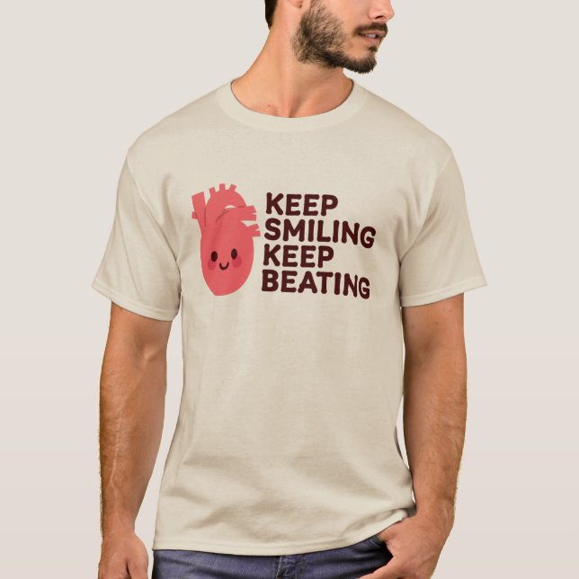 Keep Smiling, Keep Beating – Cute Happy Heart Desi T-Shirt (Front)