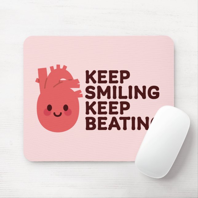 Keep Smiling, Keep Beating – Cute Happy Heart Mouse Mat (With Mouse)