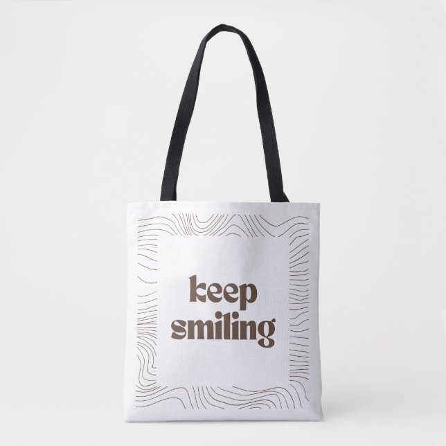 'Keep Smiling' Minimalist Art Tote Bag (Front)