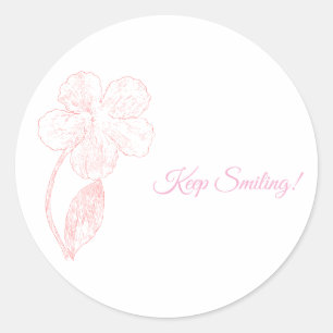 Keep Smiling Pink Flower Inspirational Sticker