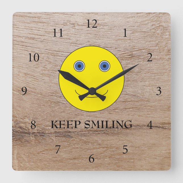 Keep Smiling Square Wall Clock (Front)