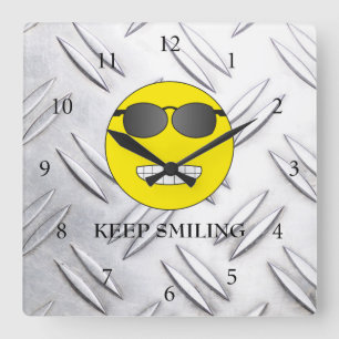 Keep Smiling Square Wall Clock