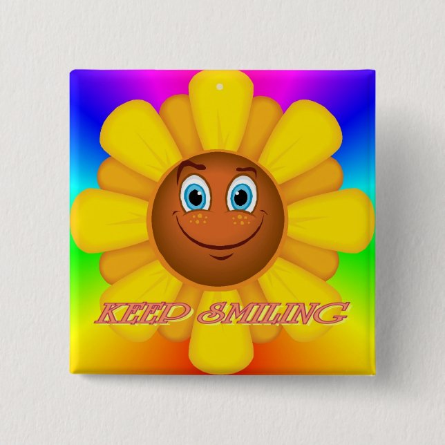 Keep Smiling Sunflower Button (Front)