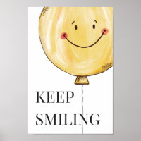 Keep Smiling Yellow Cute Smile Balloon Happy Quote