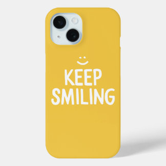 Keep Smiling Yellow Happiness Quote iPhone 15 Case
