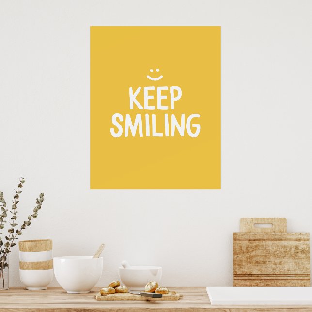 Keep Smiling Yellow Happiness Quote Poster (Kitchen)