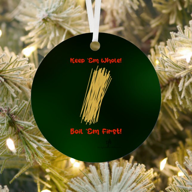 Keep Spaghetti Whole Family Christmas Round Metal Tree Decoration (Insitu)