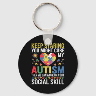 Keep Staring You Might Cure My Autism Puzzle - Men Key Ring
