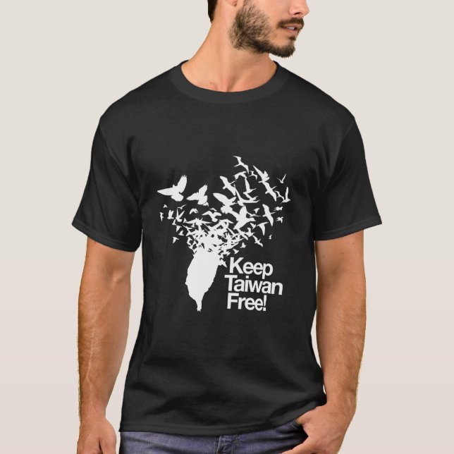 Keep Taiwan Free With Peace Birds Flying Out T-Shirt (Front)