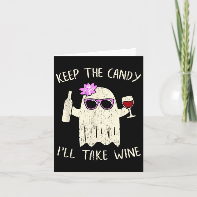 Keep The Candy Fun Halloween Ghost Costume Women  Card (Front)
