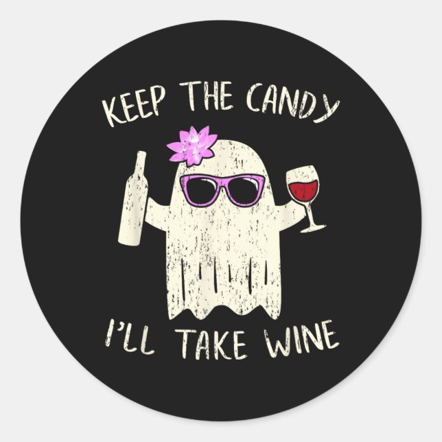 Keep The Candy Fun Halloween Ghost Costume Women  Classic Round Sticker (Front)