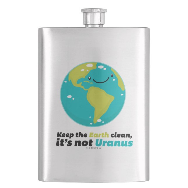 Keep The Earth Clean Hip Flask (Front)