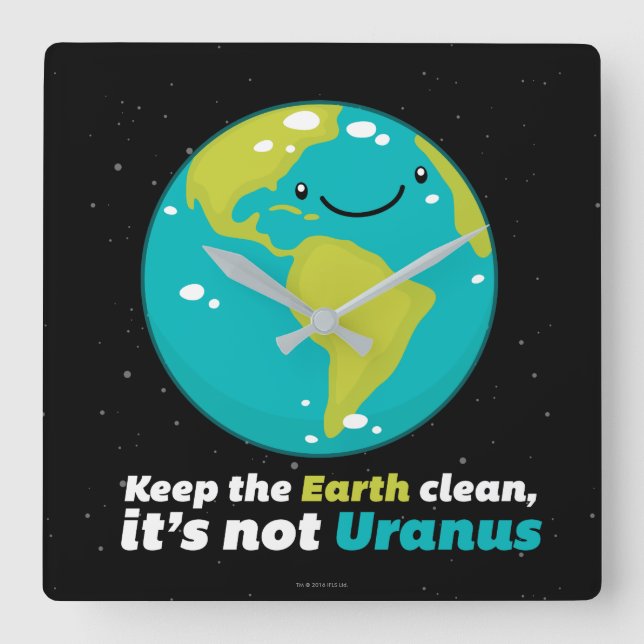 Keep The Earth Clean Square Wall Clock (Front)